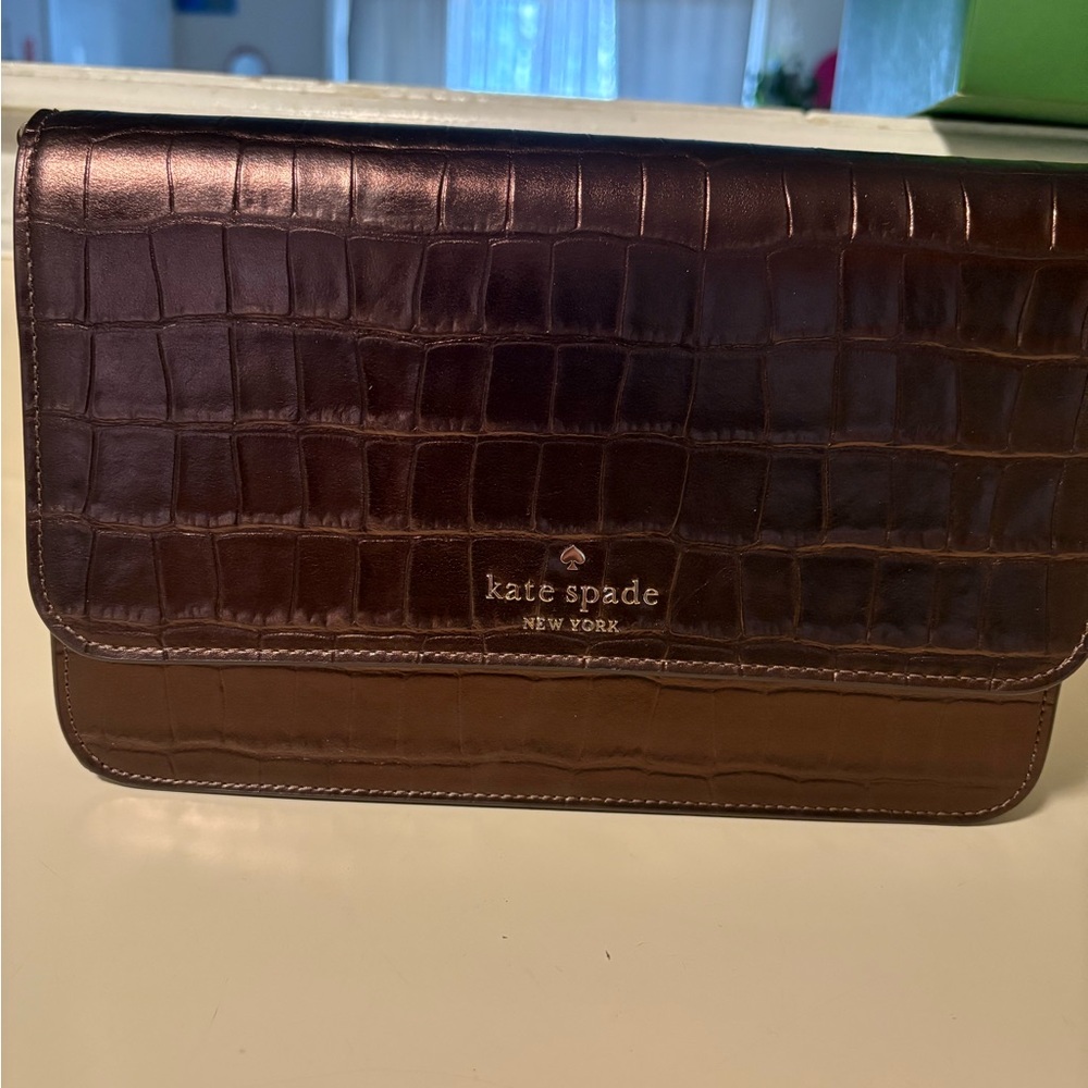 Kate Spade Dark Brown Croc Embossed Bag